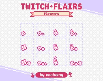 Pixel Art Flower Badge Flairs for Twitch in Pastel Colors (Digital Download)