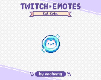 Blue Cat Coin Pixel Art Channel Point Icon for Twitch or Discord (Digital Download)