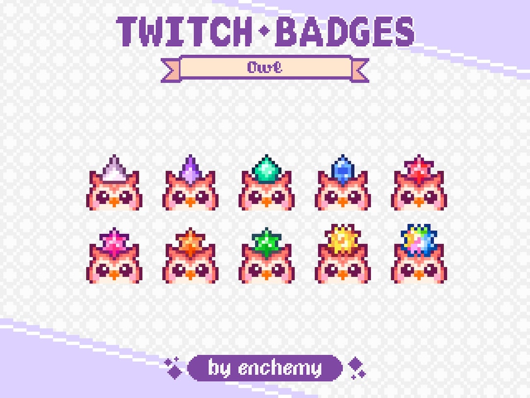 Brown Owl Faces With Gems Pixel Art Sub / Bit Badges for Twitch ...