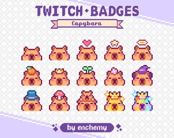Capybara Faces with Hats Pixel Art Sub/Bit Badges for Twitch (Digital Download)