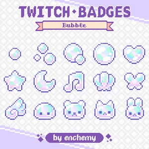Pastel Blue Soap Bubbles Pixel Art Sub/Bit Badges for Twitch (Digital Download)