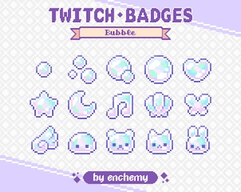 Insignias de subtítulos/bits de burbujas de jabón en azul pastel para Twitch (descarga digital)