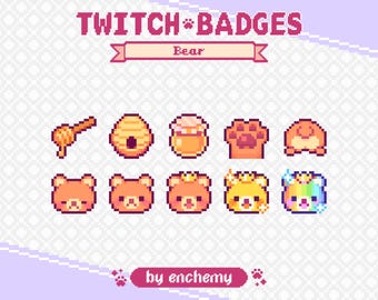 Brown Honey Bear Pixel Art Sub/Bit Badges for Twitch (Digital Download)