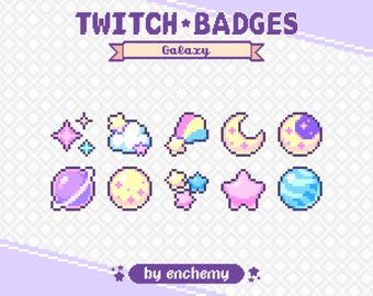 Galaxy Pixel Art Sub/Bit Badges for Twitch (Digital Download)