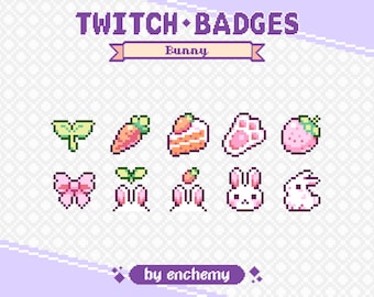 White Bunny Pixel Art Sub/Bit Badges for Twitch (Digital Download)