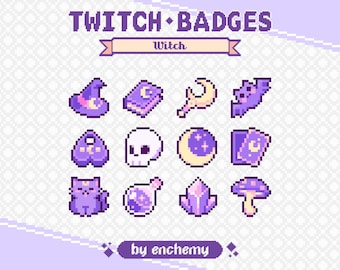 Mystic Purple Witch Pixel Art Sub/Bit Badges for Twitch (Digital Download)