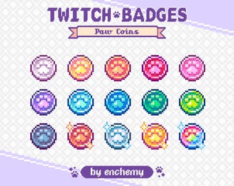 Paw Coin Pixel Art Sub/Bit Badges for Twitch (Digital Download)