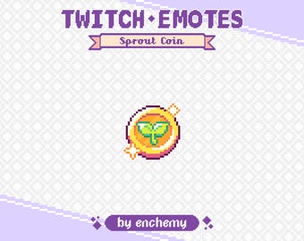 Gold and Green Sprout Coin Pixel Art Channel Point Icon for Twitch (Digital Download)
