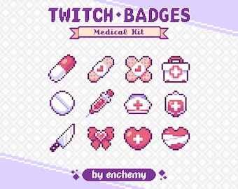 Red Nurse Pixel Art Sub/Bit Badges for Twitch (Digital Download)