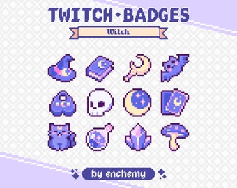 Mystic Blue Witch Pixel Art Sub/Bit Badges for Twitch (Digital Download)