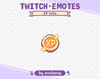 Gold XP Coin Pixel Art Channel Point Icon for Twitch, Golden XP Coin Emote, 8-bit Retro Style, Gold Experience Points Twitch Icon