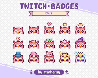 Brown Owl Faces with Hats Pixel Art Sub/Bit Badges for Twitch (Digital Download)