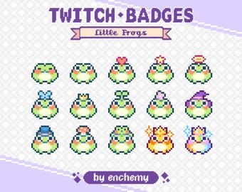 Little Frogs with Hats Pixel Art Sub/Bit Badges for Twitch (Digital Download)