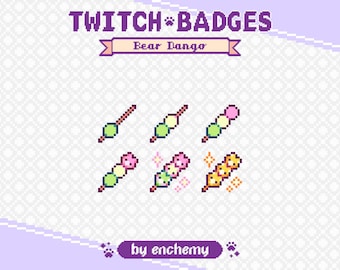 Bear Dango Pixel Art Sub/Bit Badges for Twitch (Digital Download)