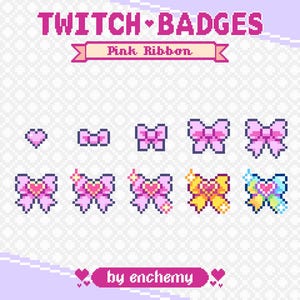 Pink Ribbon Magical Girl Pixel Art Sub Badges or Bit Badges for Twitch (Digital Download)