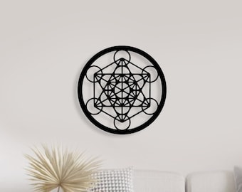 Decoración de pared de madera con el Cubo de Metatrón: Geometría Sagrada, Arte Espiritual