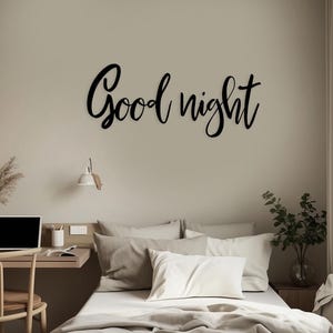 Minimalist Wood &quot;Goodnight&quot; Sign: Modern Bedroom Wall Decor