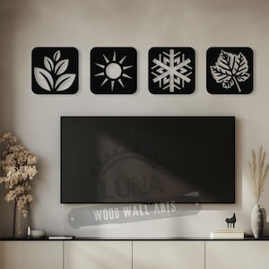 Four Seasons Wood Wall Art Set: Minimalist Nature Decor