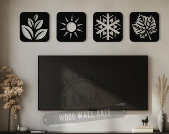 Conjunto de arte mural de madera "Las cuatro estaciones": decoración minimalista natural