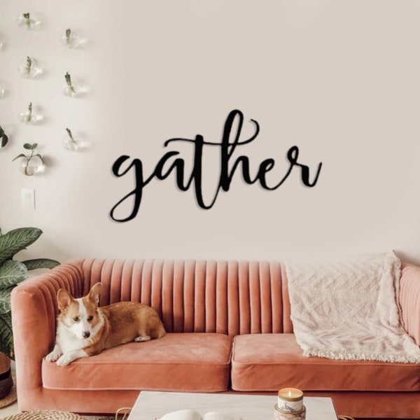 Gather cutout sign | Gather sign | Gather word cut out | Farmhouse decor | Laser cut word sign | Kitchen decor | Dining room decor