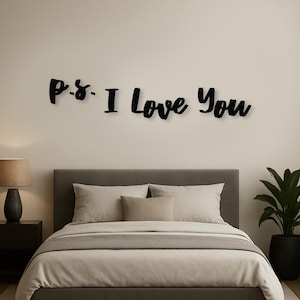 P.S.: I Love You Holzschild: Romantische Schlafzimmer Wanddeko
