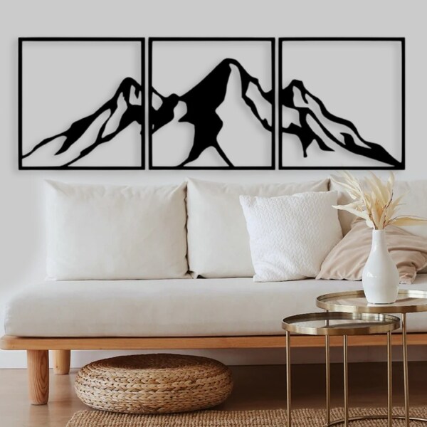Large Wood Mountain Wall Art Etsy