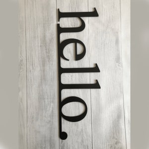 Wood Hello Sign, Front Door Decor, Welcome Sign, Front Porch Sign, Entryway Decor, Vertical Wall Art, Modern Home Decor Outdoor