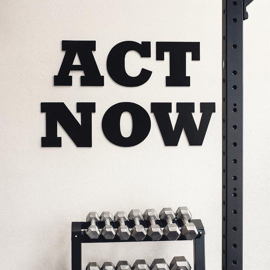 ACT NOW Wooden Wall Sign - Motivational Home Gym Decor - Etsy