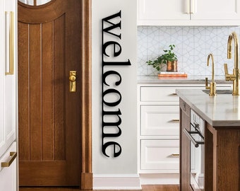 Welcome Sign Wall Decor, Front Porch Decor, Front Door Decor, Vertical Welcome Sign, Welcome Wall Art, Entryway Decor, Wood Home Decor