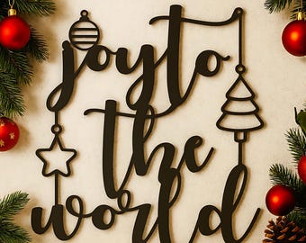 Joy to the World Christmas Wood Sign: Holiday Tree & Star Decor