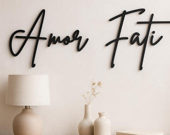 Plaque murale en bois Amor Fati - Citation de Nietzsche, décoration d'intérieur inspirante