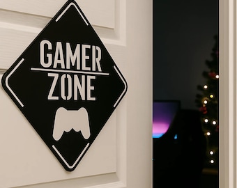 Gamer Zone Wooden Door Sign: Video Game Room Decor