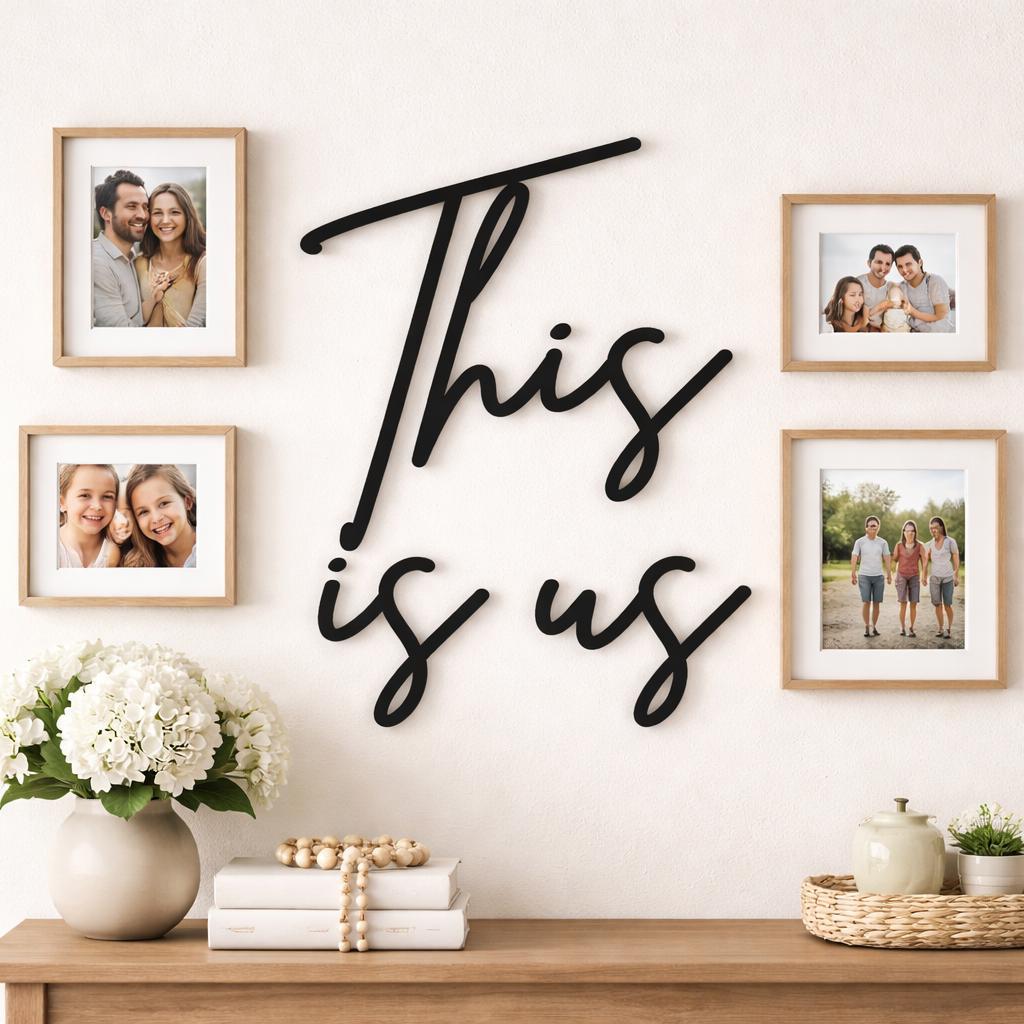 This is Us Wooden Family Sign, Modern Script Home Art, Housewarming ...