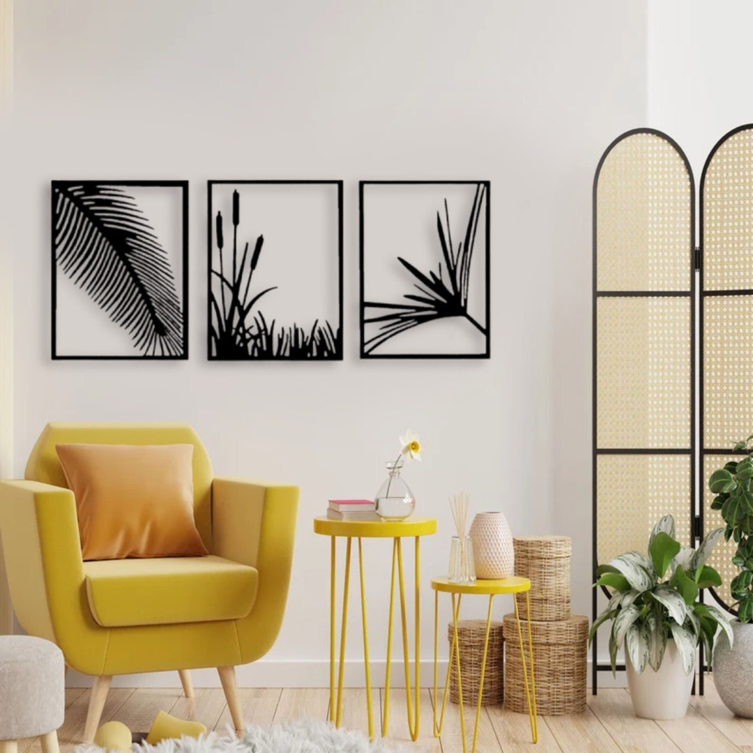 3 Piece Flowers Wall Art, Wood Wall Decor, Floral Wall Art, Sets of 3 ...
