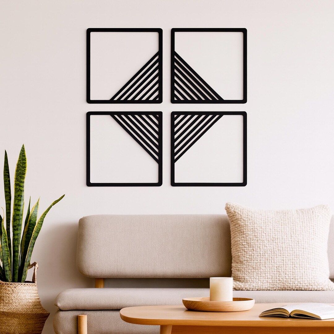 Geometric Wall Art Set: Modern Minimalist Wood Panels - Etsy