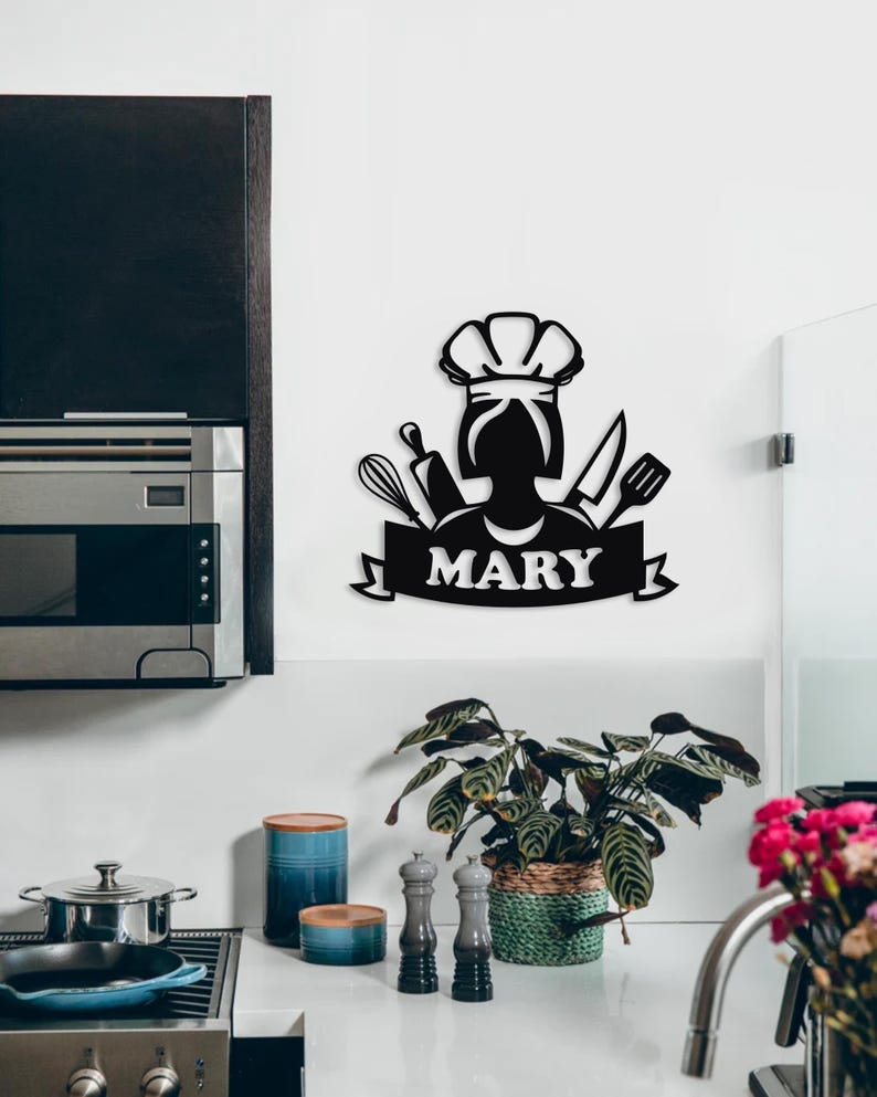 Personalized Kitchen Wall Art Custom Chef Sign for Home or Restaurant