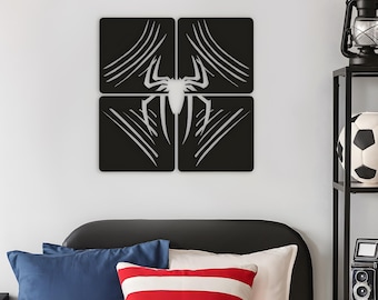 Houten muurkunstset Spider-Man: superheldstripdecoratie