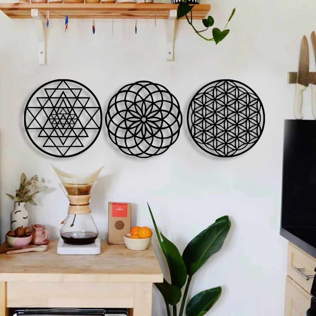 Sacred Geometry Wall Art Decor, Geometric Wood Wall Art, Flower of Life ...