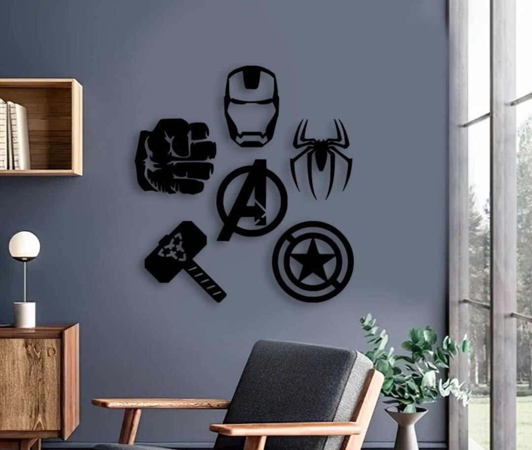 Marvel Avengers Sets of 6 Wood Wall Art , Nursery Wooden Home Decor