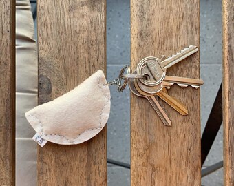 Dumpling felt keychain beige gift from poland handmade
