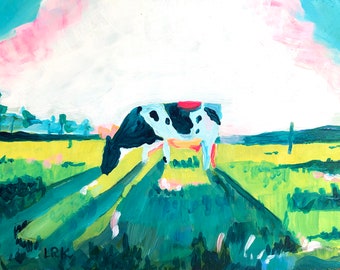 Cattle wall art, Montana Wall art, Landscape Wall Art, Giclee print, Wall Decor, Canvas Print Wall Art,  UNFRAMED ART by Leslie Kimble