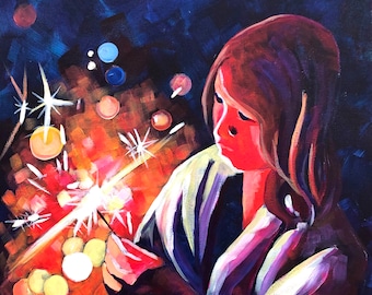 Firework Art, Sparkler Wall Art, Landscape Wall Art, Giclee print for Home Decor, Wall Print Art, UNFRAMED ART by Leslie Kimble