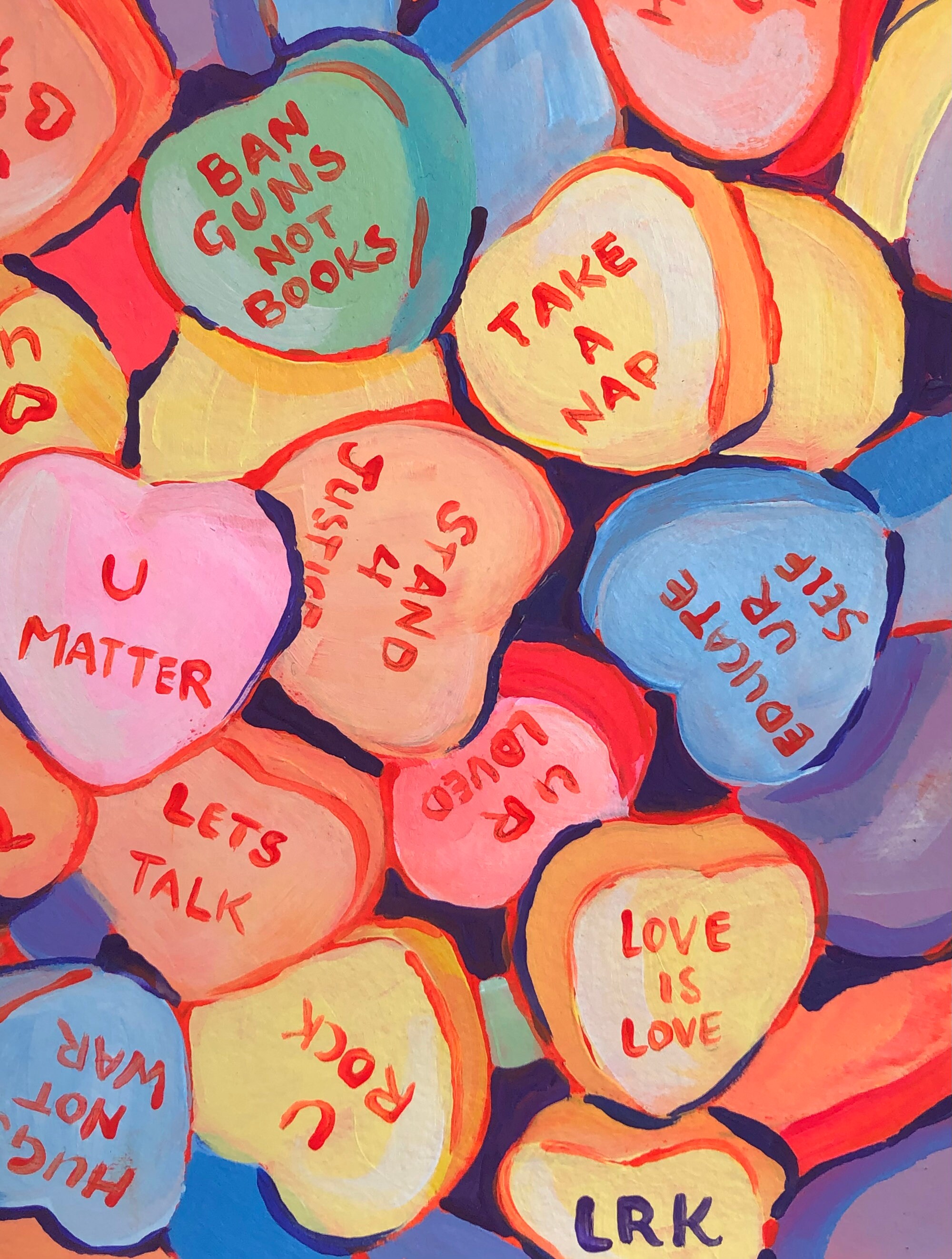 Candy Heart Wall Art, Giclee Print for Home Decor, Wall Decor, Interior