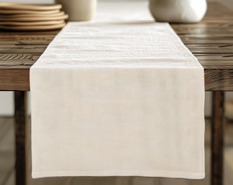Off White Hemmed Burlap Table Runner, Farmhouse, Rustic Decor, Table Runner, Wedding Table Runner, Holiday Runner, Custom Runner, Modern