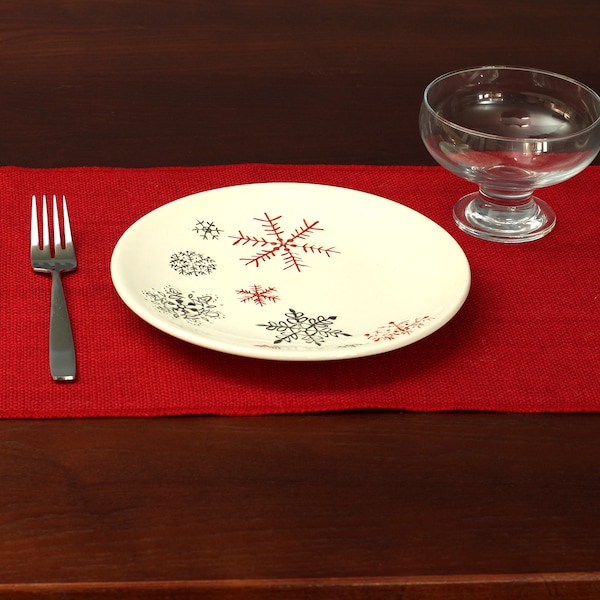 Red Placemat 12x18, Hemmed Burlap Placemats, Modern Placemats, Modern Table Settings, Home Decor