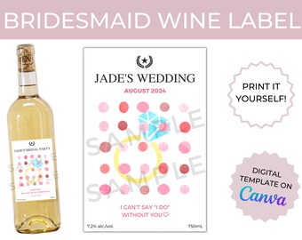Jacob's Bridal Party Creek Wine Label Template Printable Digital File - Cute Custom Gift Idea for Bridesmaids Proposal, Maid of Honor