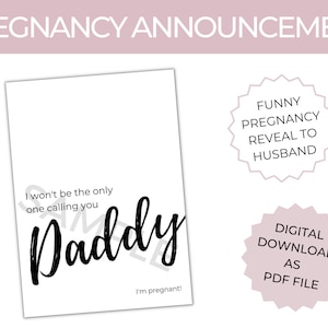 Schwangerschaft-Ankündigung an Ehemann, lustige Daddy-Karte für Baby offenbaren Überraschung, Daddy-to-be, digitaler Download Printable PDF, PNG
