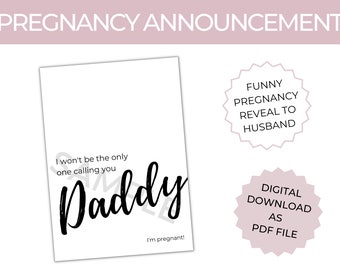 Pregnancy Announcement to Husband, Funny Daddy Card for Baby Reveal Surprise, Daddy-to-be, Digital Download Printable PDF, PNG
