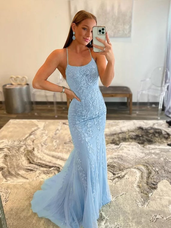 Hot Sparkle Royal Blue Sequin Long sleeves Mermaid Prom Dresses – Ballbella