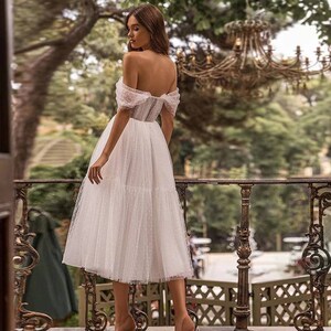 Elegant and Simple White Short Wedding Dress - Etsy